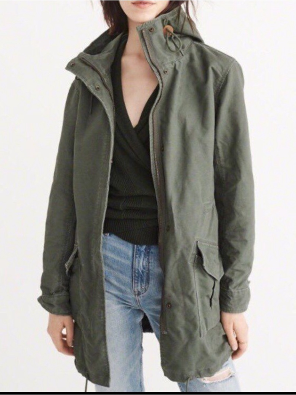 Abercrombie & Fitch Olive Utility Parka Jacket